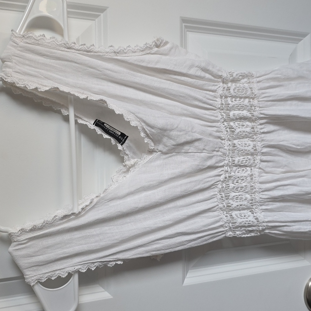 Terzo Millennio 100% Linen White Maxi Dress Women's Size Medium EUC - Picture 2 of 8